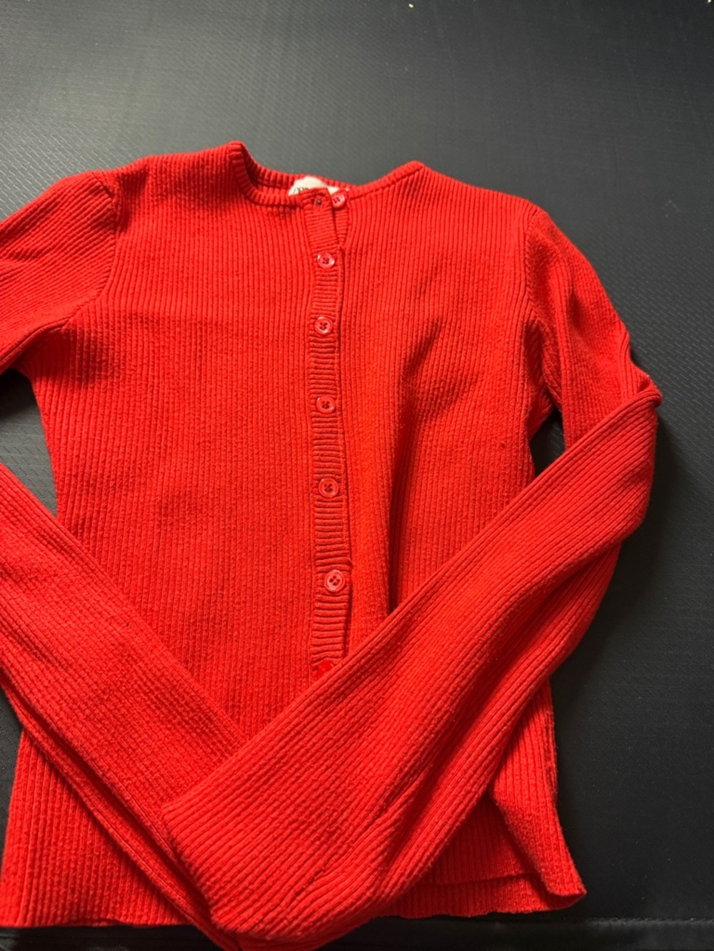 Princess Polly Red Ribbed Button-Up Cardigan - Picture 2 of 4
